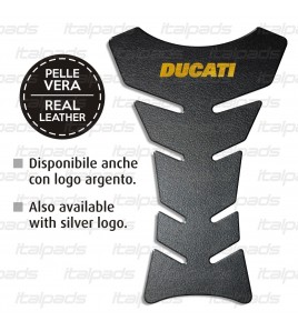 Paraserbatoio Vera Pelle nero mod. "Classic oro" per DUCATI