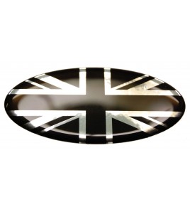 Adesivo bandiera inglese Range Rover OVAL 100% nero su base cromata