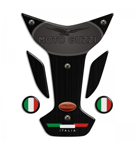 Paraserbatoio MOTO GUZZI "Wings Top" acciaio brunito spazz. TANK PAD black plate