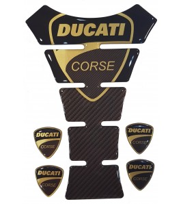 Paraserbatoio "Ducati Corse" Texas oro/carbonio +4